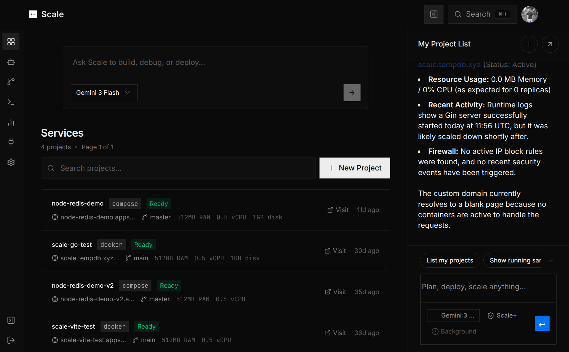 Scale dashboard preview